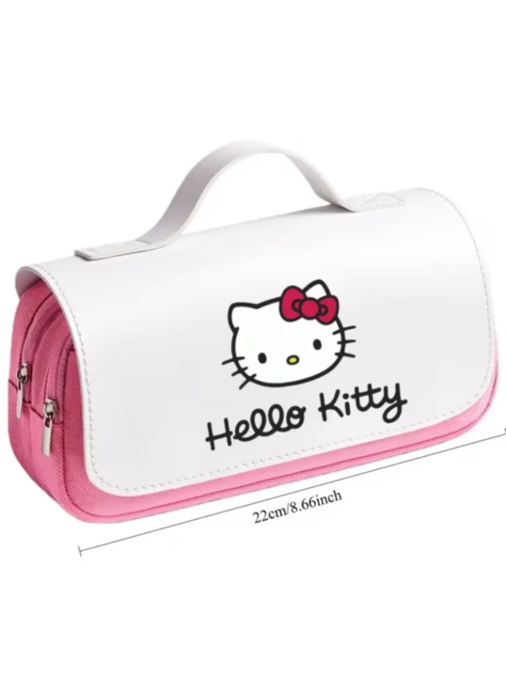 Hello Kitty Large Capacity Pencil Case – 3-Layer Zipper Organizer with Handle